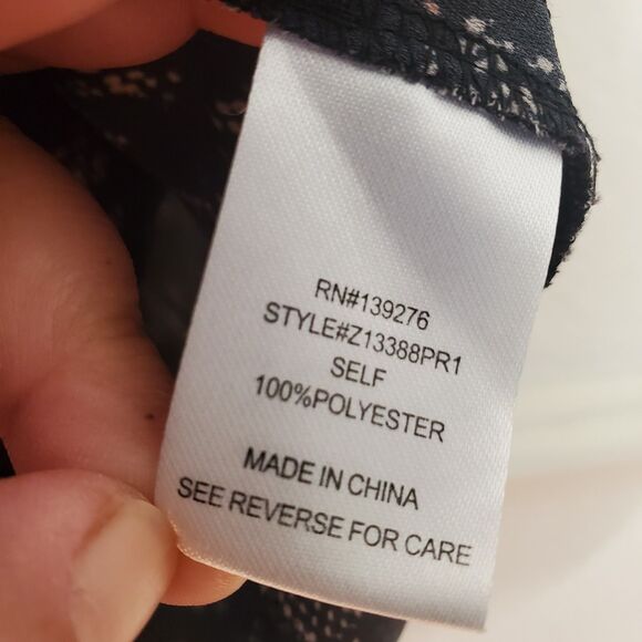 Daniel Rainn Top Hi-Low Sleeveless Blouse Womens Size Large Geometric Lace Print - Picture 12 of 15